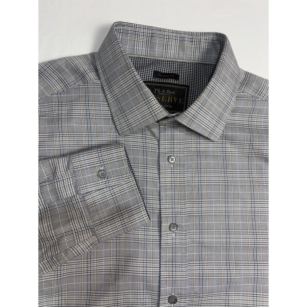 Jos. A. Bank Tailored Fit Reserve Mens Large  Long Sleeve gray/blue/beige  plaid